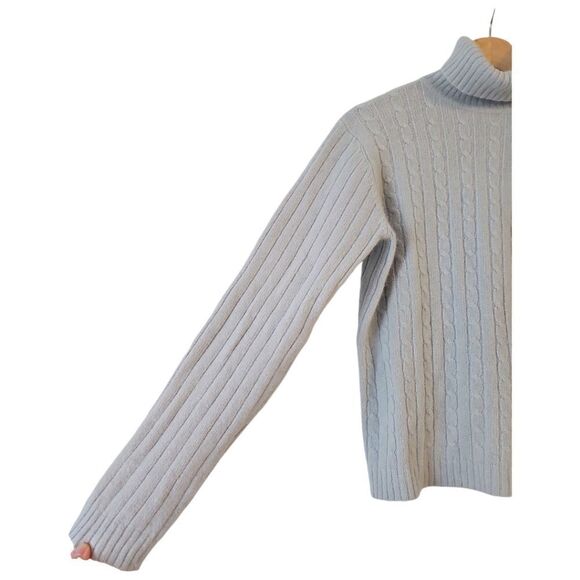 Sag Harbor Long Sleeve Cable Knit Turtleneck Sweater Angola Rabbit Hair Blue M - Picture 4 of 10